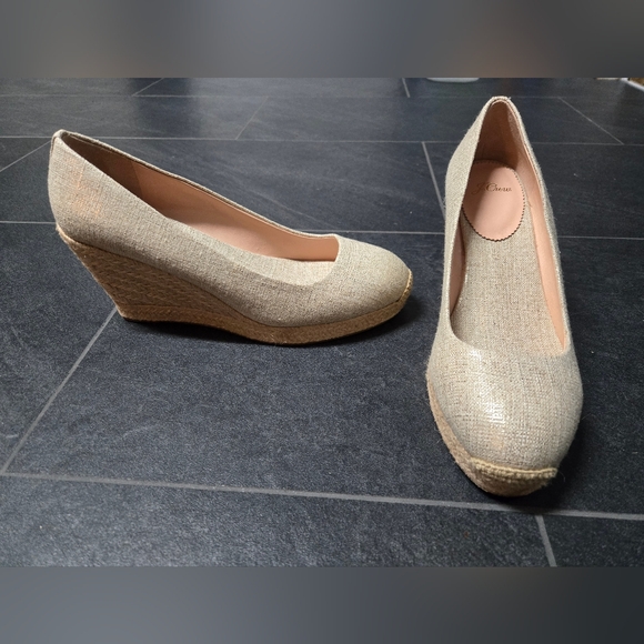 NEW - Womens J. Crew Gold ✨️ Espadrille 3 In Wedge Heel with Textured Toe Size 9 - Picture 6 of 10